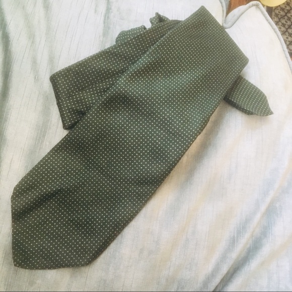 Liberty of London Tie Silk Green Polka Dot Pattern - Picture 1 of 4